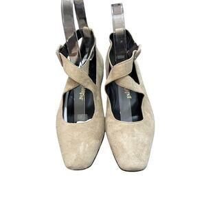 Vintage Yves Saint Laurent YSL Suede Ankle Wrap Ballet Flats Square Size 5.5